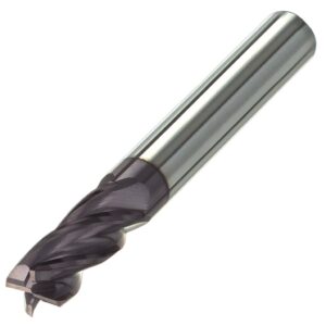 Cortador Vertical de Carburo, 4 Filos Hélice Variable, con Radio de Esquina .015"-.020": 1/4" Diametro x 1/4" Zanco x 3/4" Largo de Corte x 2-1/2"